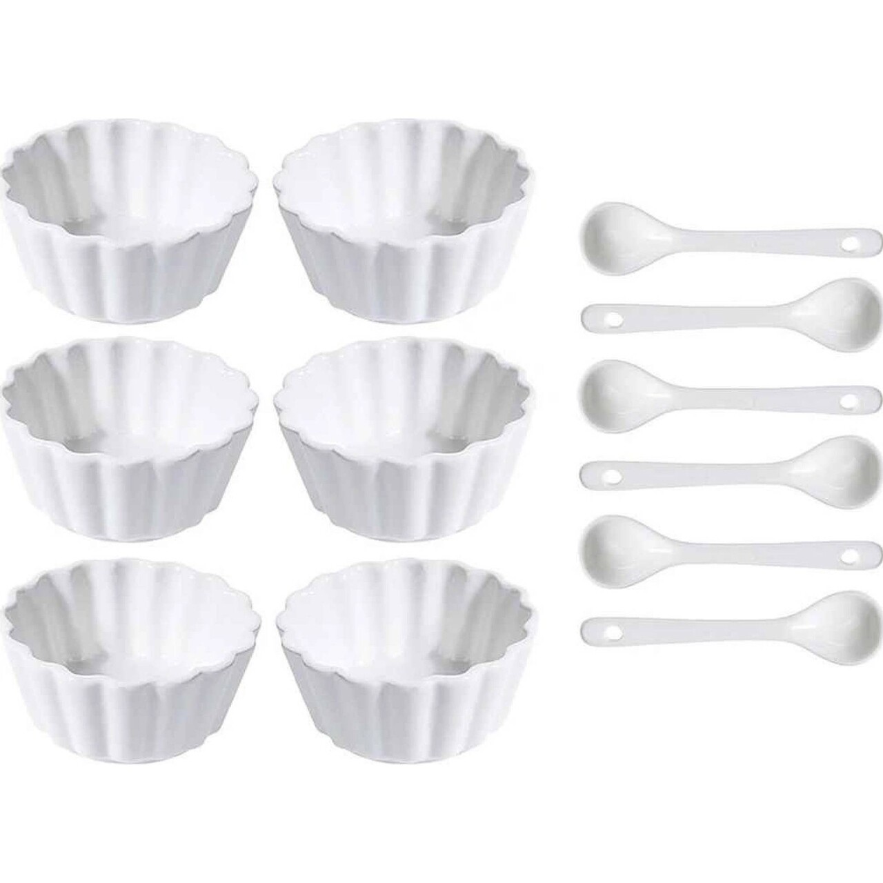 Set servire aperitive 12 piese Round v1, 4x9 cm, portelan, alb - imagine 4
